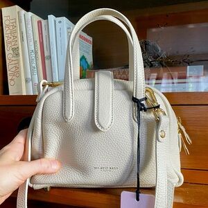 *BRAND NEW* $288 Cream Italian Leather Bowling-Style Purse My Best Firenze